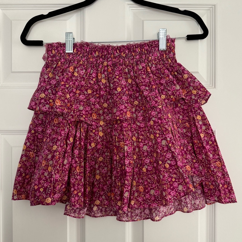 LOVESHACKFANCY. Floral Pink Skirt. Size XS
